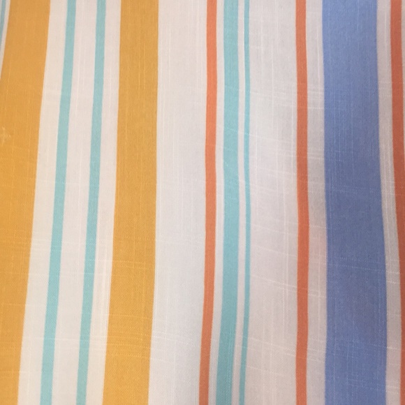 JODIFL Oversized Relaxed Fit Boxy V-Neck Tie Front Soft Comfy Summer Striped Top - Picture 12 of 13